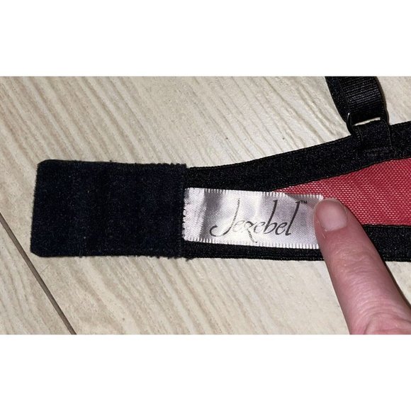 Jezebel R1136 Lined Bra Underwire Micro Dot Lave Trim Womens 34B Red Black - Picture 6 of 7